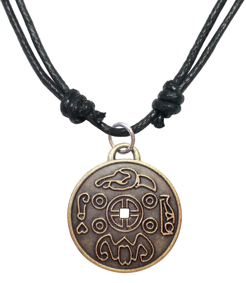 Bijoux de Ja Feng Shui Attract Wealth Good Luck Money Amulet Coin Medal Pendant Adjustable Cord Necklace 16" - Image 1